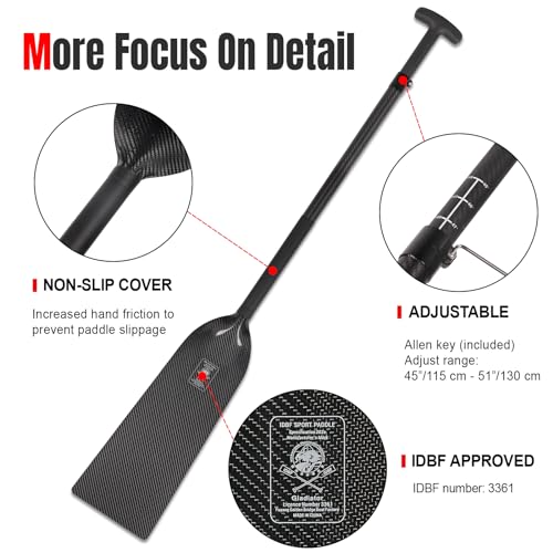 Dragon Boat Paddle: Lightweight, Adjustable Carbon Fiber, IDBF Approved