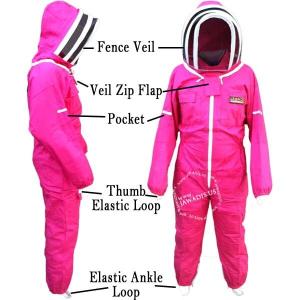 Fuchsia Beekeeper Full Bee Suit 4XL w/ Zipper Veil & Pockets - Durable & Stylish