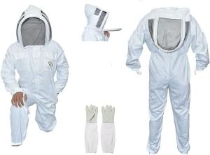 Professional White Cotton Bee Suit with Veil, XXL