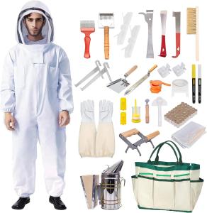 31-Piece Complete Beekeeping Tools Kit with Suit
