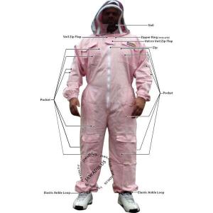 Pink Beekeeper Full Suit with Removable Veil, 2XL