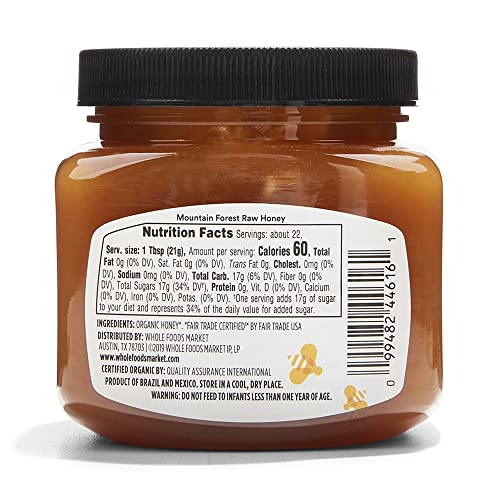 Organic Raw Mountain Forest Honey, 16 Ounce Jar