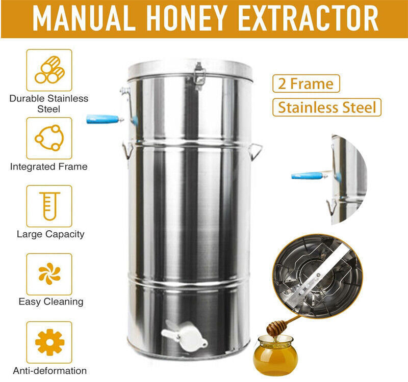 Manual 2 Frame Honey Extractor - Stainless Steel