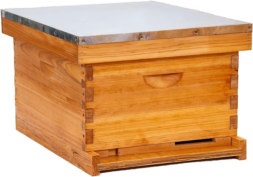 Cedar 10-Frame Beehive Kit with Tools & Veil