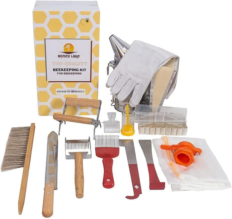 Cedar 10-Frame Beehive Kit with Tools & Veil