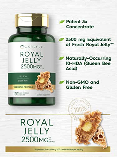 Carlyle Royal Jelly Capsule | 2500mg | 120 Count | Traditional Supplement
