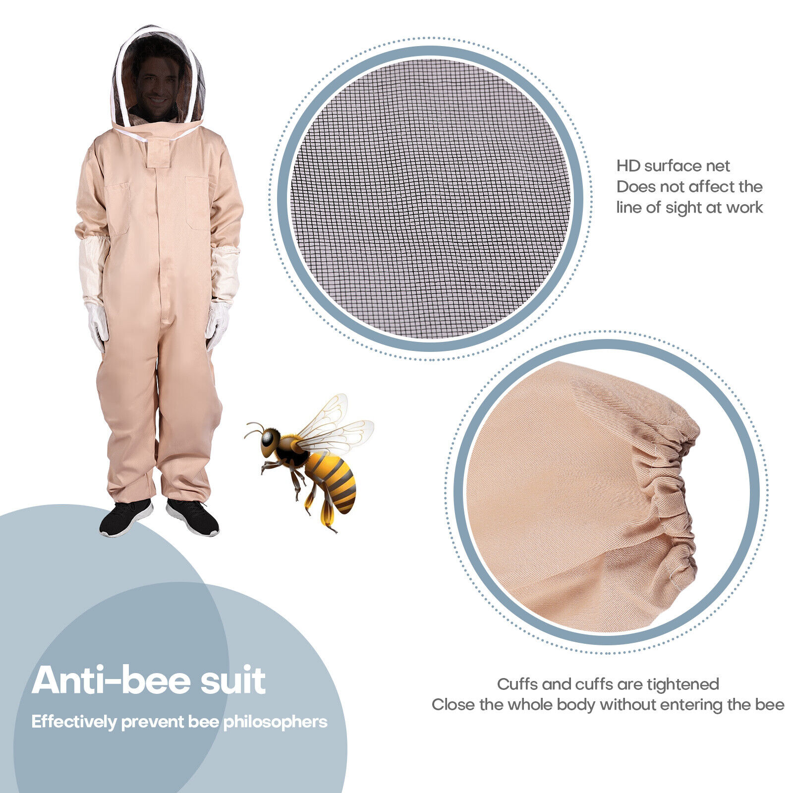 XL Ventilated Anti-Bee Suit for Beekeepers