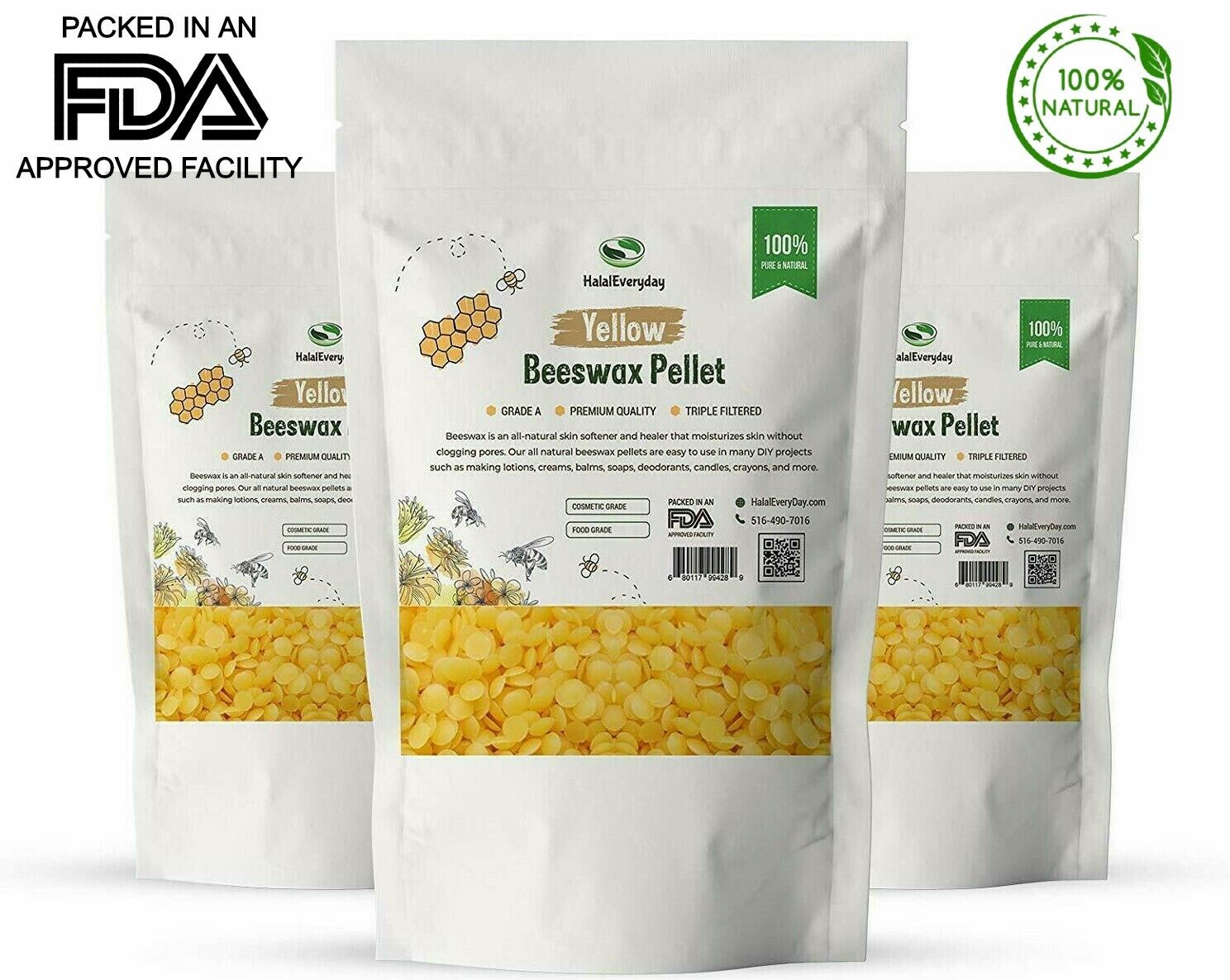 Pure Organic Beeswax Pellets White & Yellow Bulk
