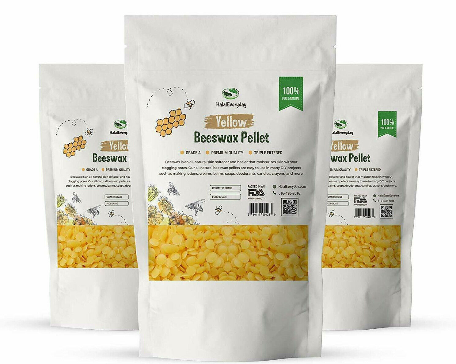 Pure Organic Beeswax Pellets White & Yellow Bulk