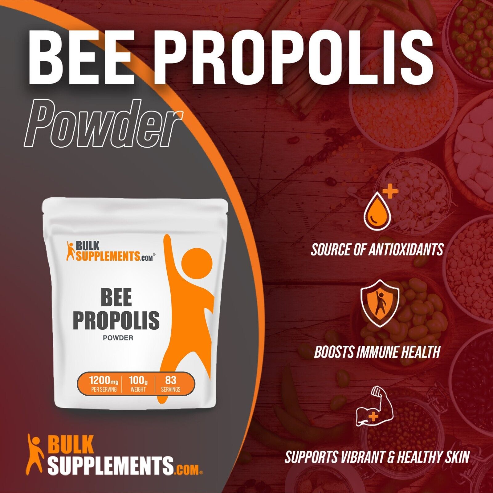 Bee Propolis Powder - 1200 mg Per Serving