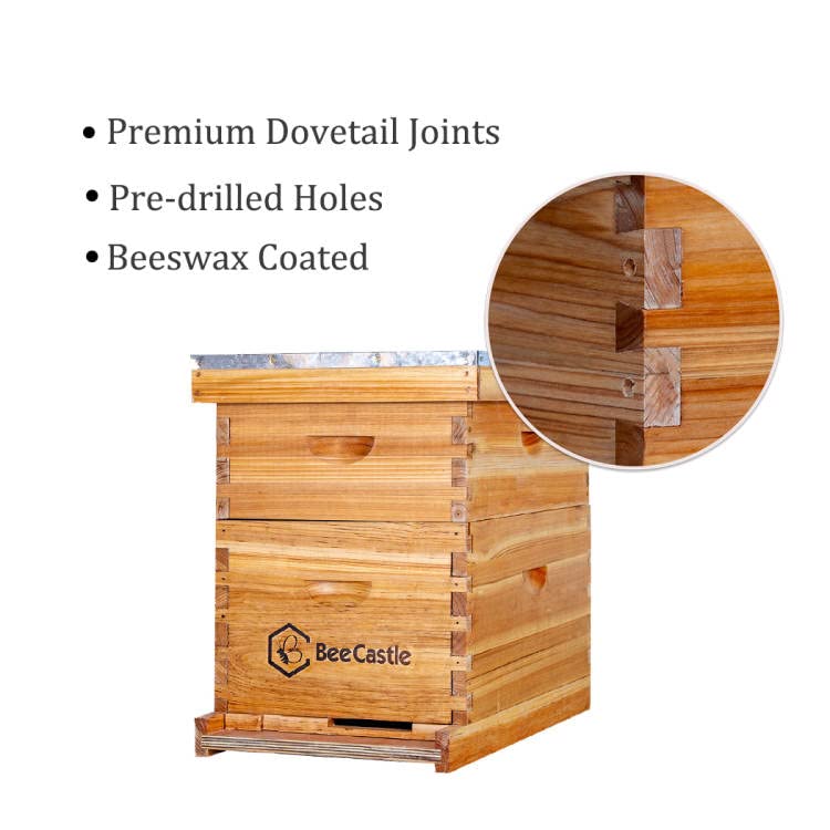 BeeCastle Complete Beehive Kit with Beeswax Coated Frames