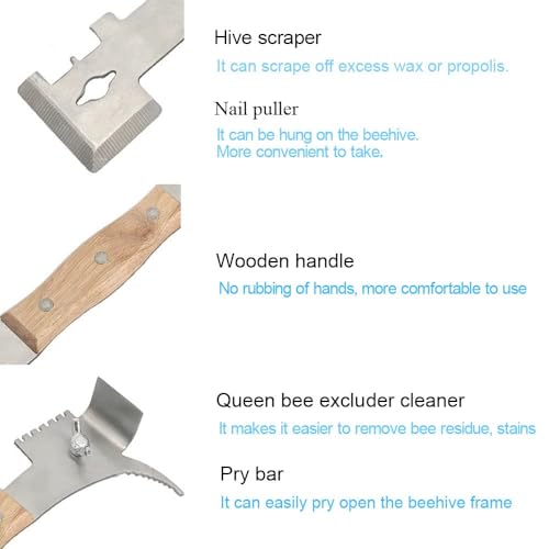 AukBeeFun Steel Hive Tool with 7 Functions