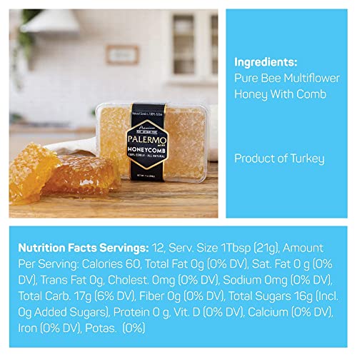 Palermo 100% Edible Gourmet Raw Honeycomb - 7 oz
