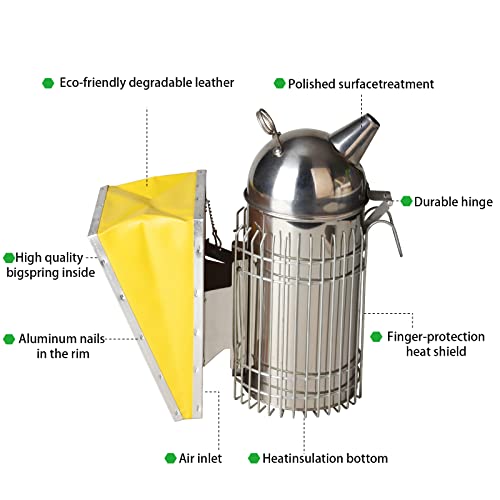 Stainless Steel Bee Smoker with Heat Shield