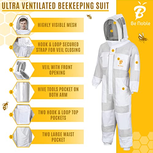Sting-Proof Bee Suit with Gloves for Men (Large)