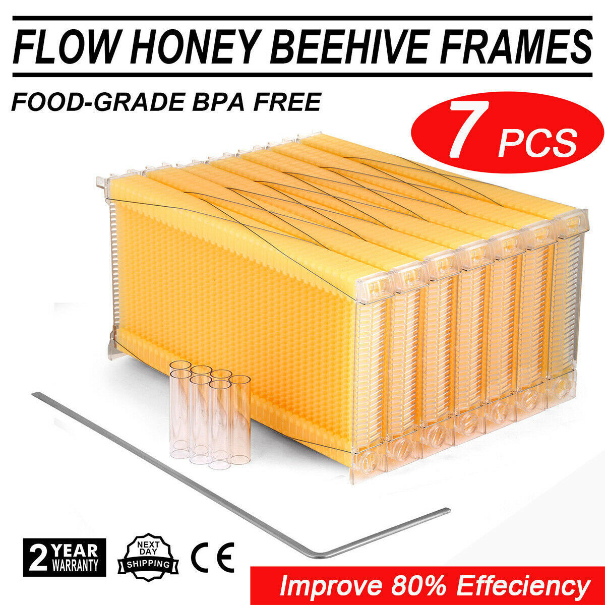 7PCS Auto Flow Beehive Frame + Beekeeping Brood Box