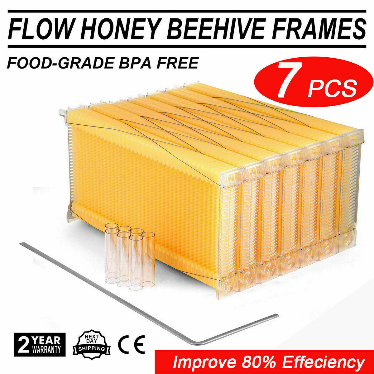 7-Piece Auto-Run Honey Bee Comb Frames Kit