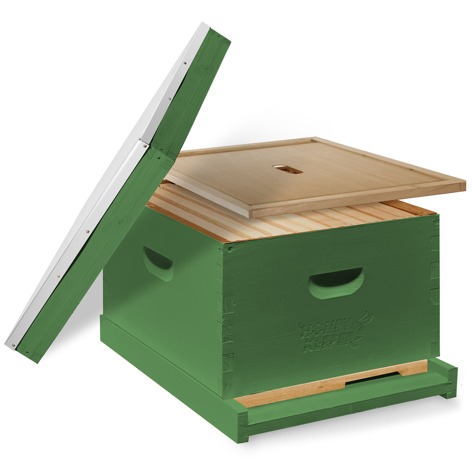 Painted Beehive Starter Set with 10 Frames, Green