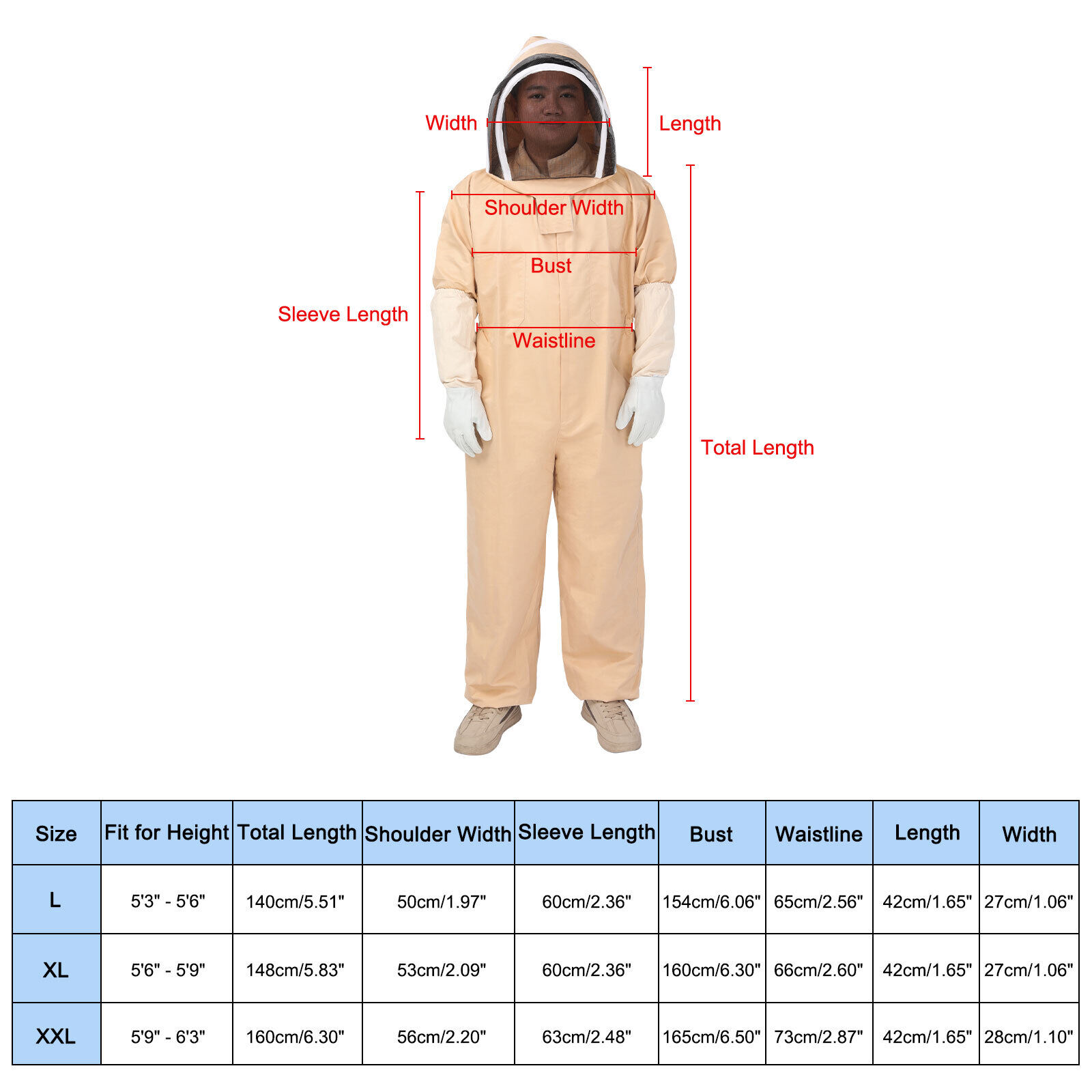 Unisex XL Bee Suit with Glove and Veil