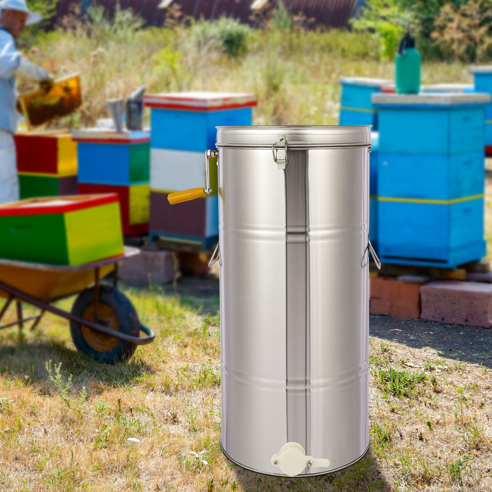 Stainless Steel 2 Frame Manual Honey Extractor, 70cm*35cm