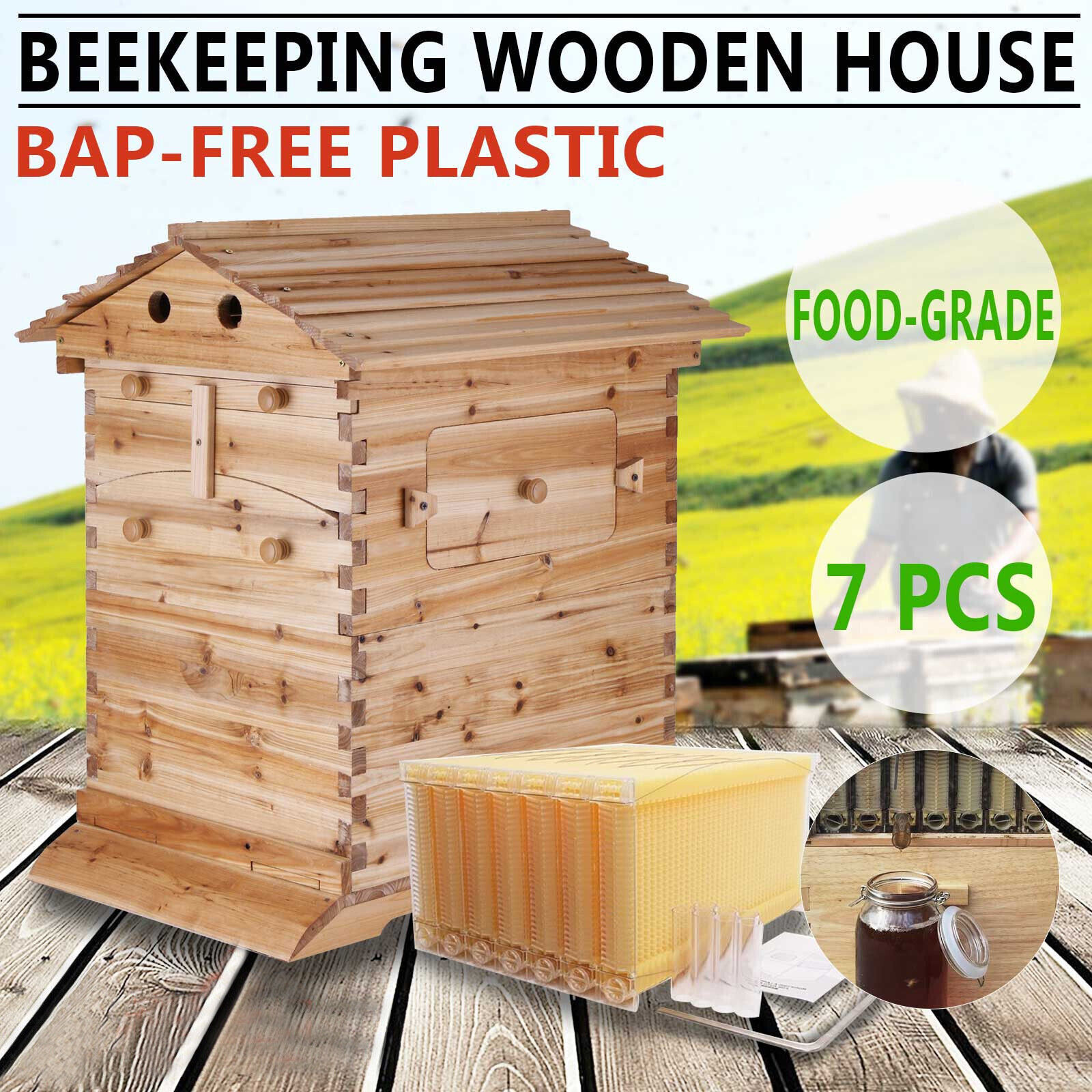 Complete Beehive Set with 7 Auto Flowing Frames