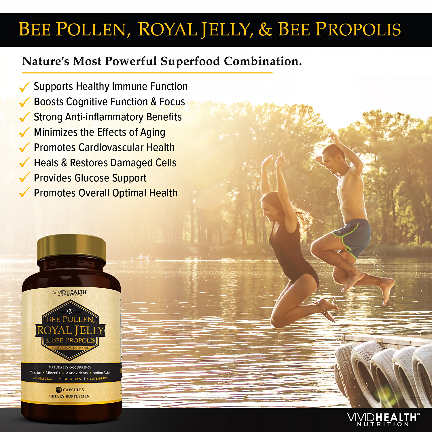 Raw Royal Jelly Supplement with Bee Pollen & Propolis