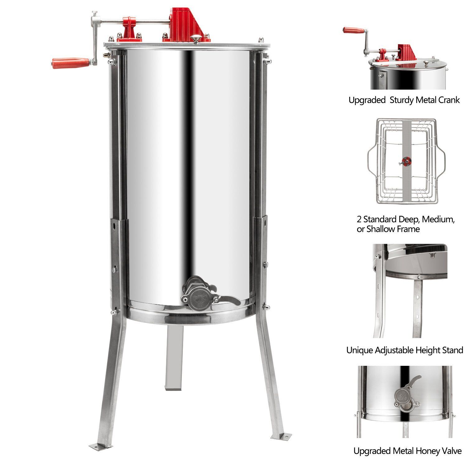2 Frame Manual Honey Extractor Spinner Drum Tank