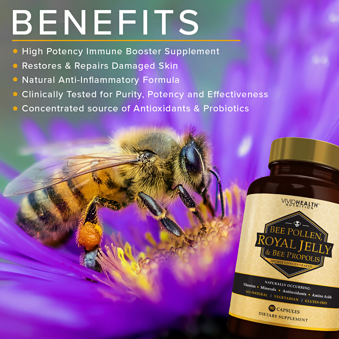 Raw Royal Jelly Supplement with Bee Pollen & Propolis