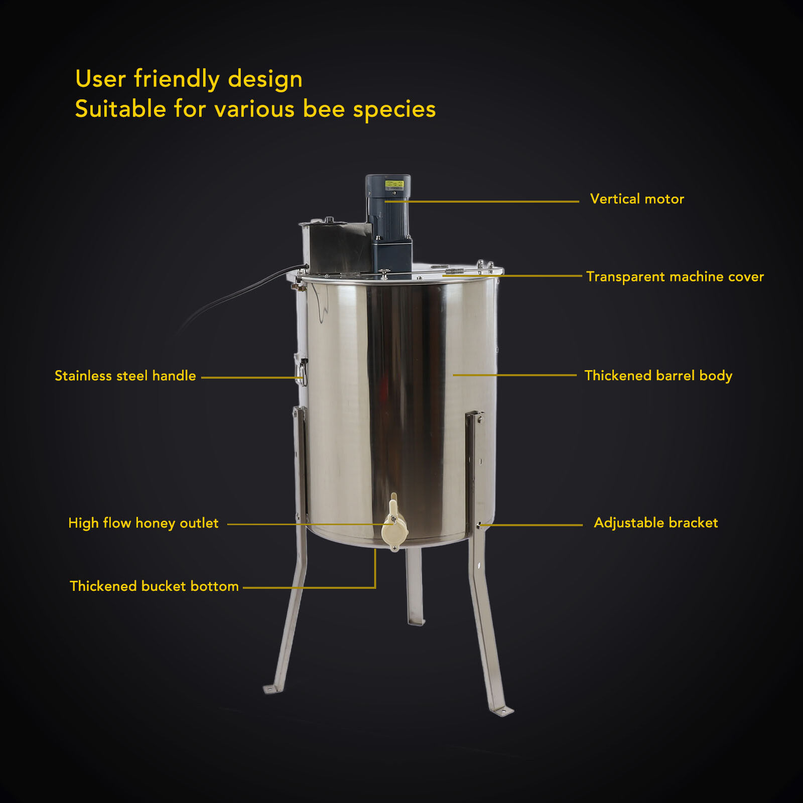 Electric Stainless Steel 4/8 Frame Honey Extractor