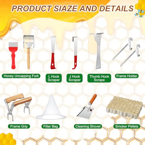 Leriton 30 Piece Beekeeping Starter Kit with Accessories