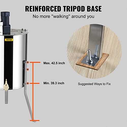 VEVOR Electric Honey Extractor, 4/8 Frame Stainless Steel