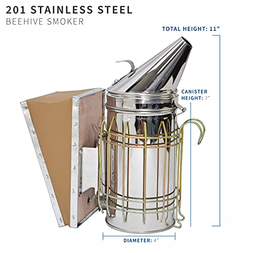 Stainless Steel Bee Hive Smoker with Heat Shield