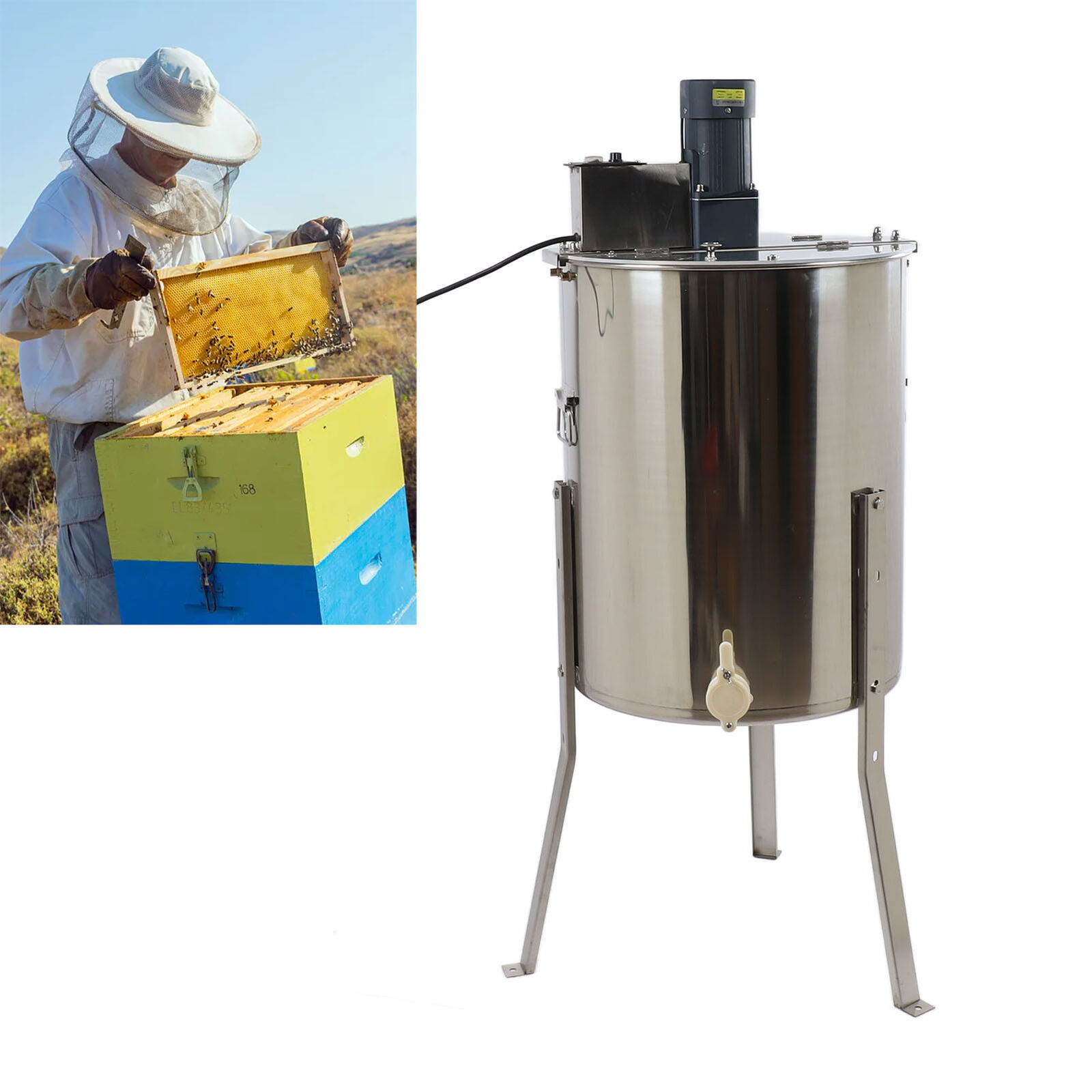 Stainless Steel Honey Extractor - 4/8 Frame