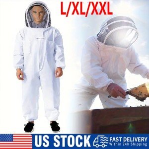 Beekeeping Jacket with Double Zippered Protective Veil