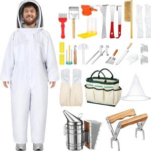 30-Piece Beekeeping Starter Tool Kit and Bee Suit