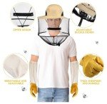 Beekeeping Hat, Veil, and Leather Gloves Set