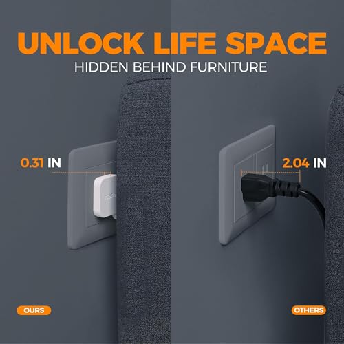 TESSAN Flat Plug Power Bar with USB C