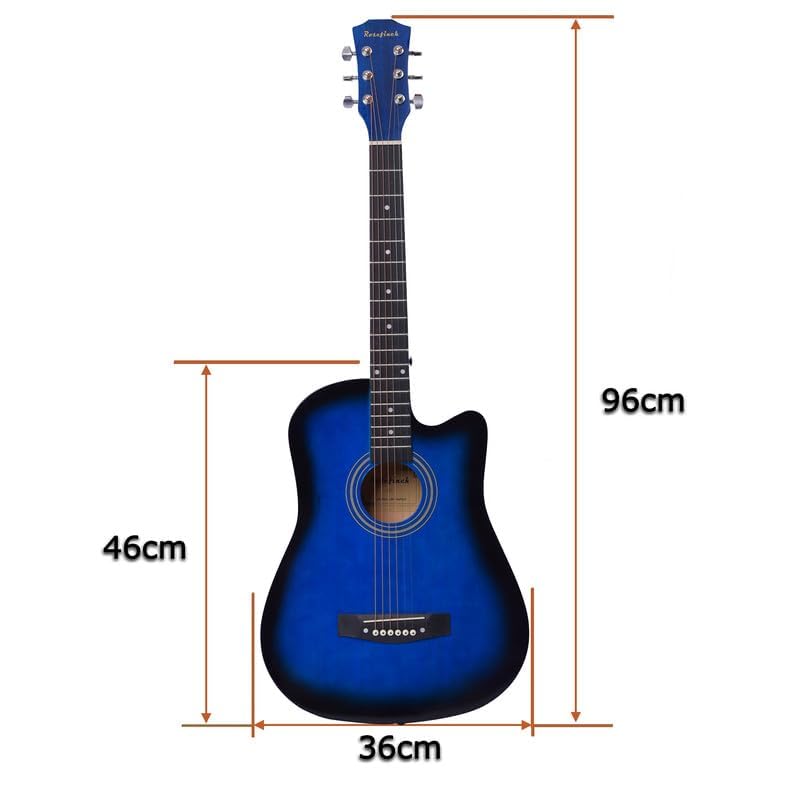 Rosefinch 38" Basswood Folk Guitar Starter Set (Blue)
