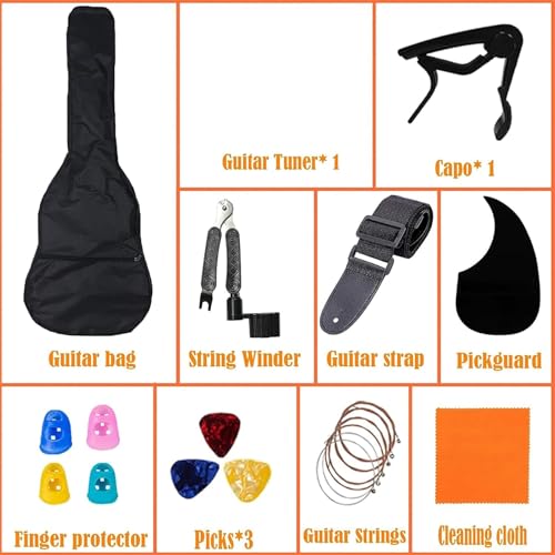 Rosefinch 38" Basswood Folk Guitar Starter Set (Blue)