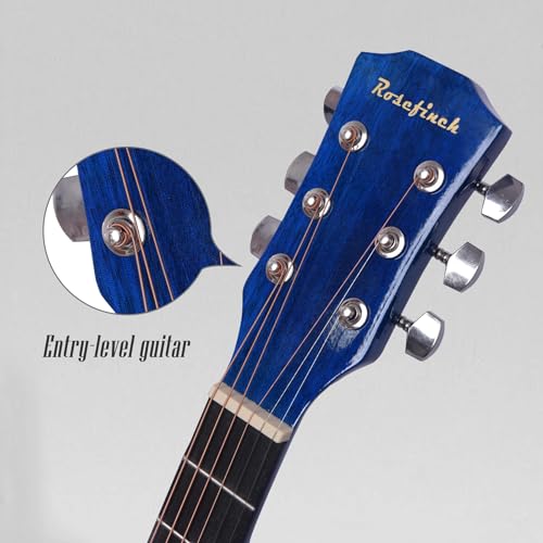 Rosefinch 38" Basswood Folk Guitar Starter Set (Blue)
