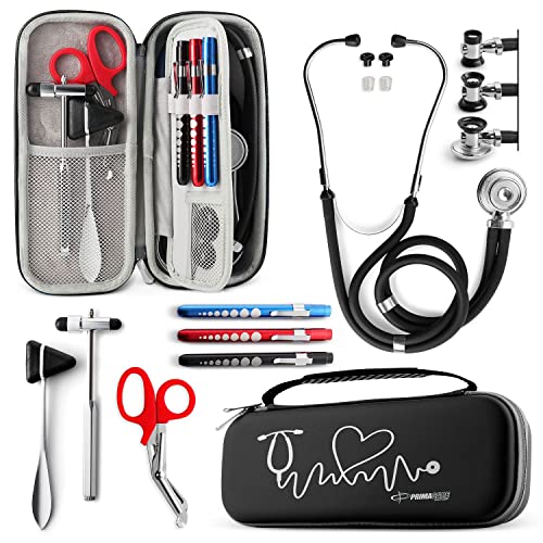 Black Stethoscope Case with Supplies and Multiple Compartments