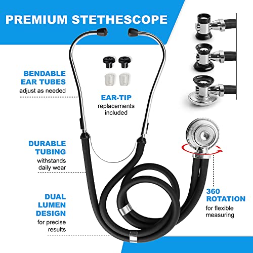 Black Stethoscope Case with Supplies and Multiple Compartments