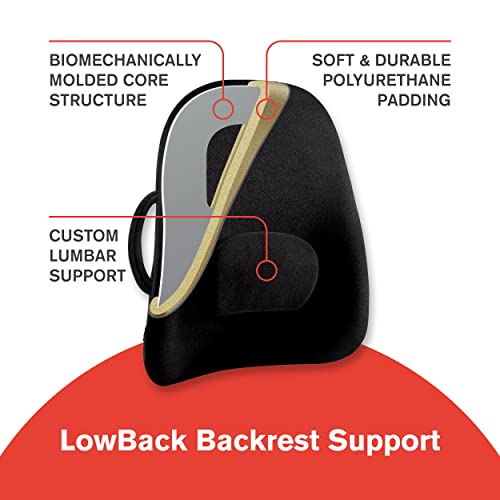 Portable Lowback Backrest Support with Lumbar Pillow