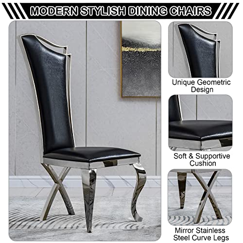 Luxury Dining Chairs Set with Unique High Back