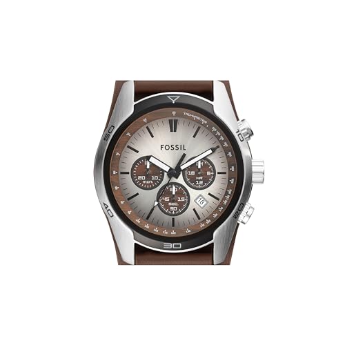 Fossil Men's Stainless Steel Chronograph Watch with Leather Band