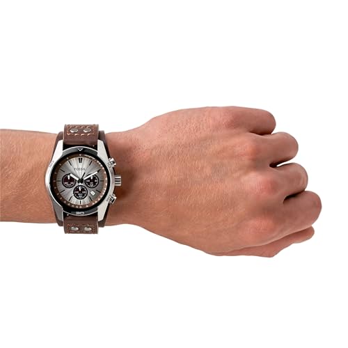 Fossil Men's Stainless Steel Chronograph Watch with Leather Band