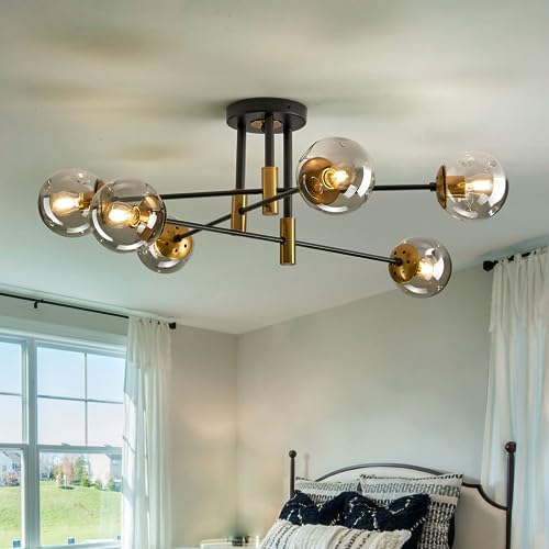 Modern Farmhouse Glass Chandelier for Dining and Living Room