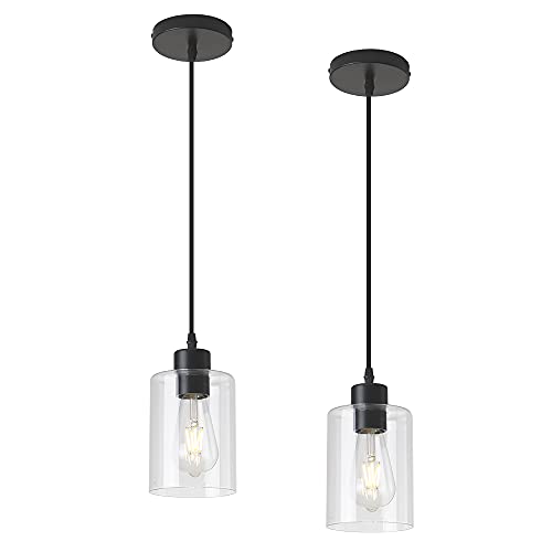 Modern Black Farmhouse Glass Pendant Lights for Kitchen Decor