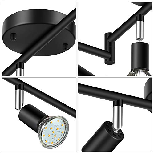 Unicozin 6 Light Track Lighting Kit, Black, GU10 Bulbs