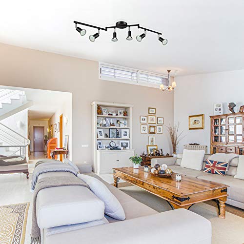 Unicozin 6 Light Track Lighting Kit, Black, GU10 Bulbs